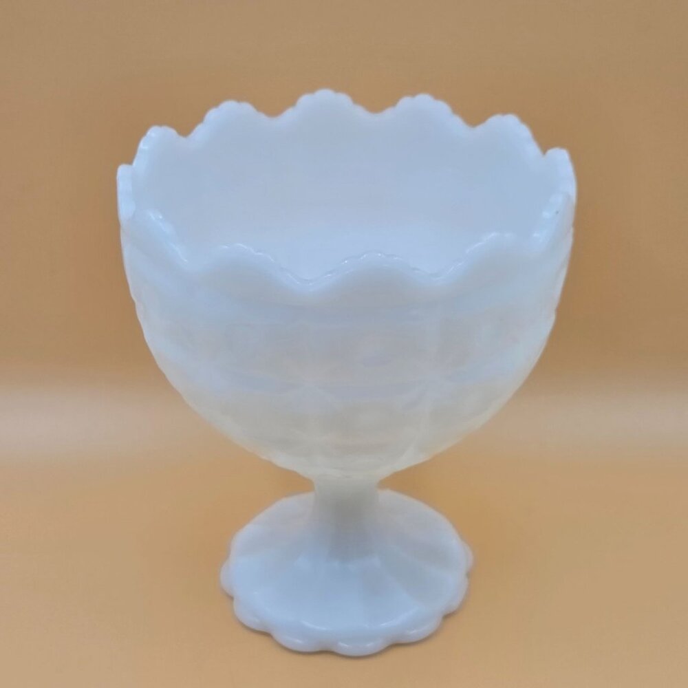 Napco 1185 Milk Glass Pedestal Candy Bowl Vintage Compote - Picture 2 of 6